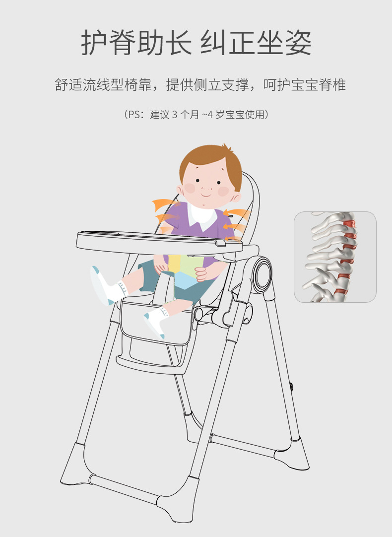 IVOLIA 婴儿餐椅多功能便携式可折叠儿童餐椅家用吃饭宝宝餐桌椅子可躺可睡详情17