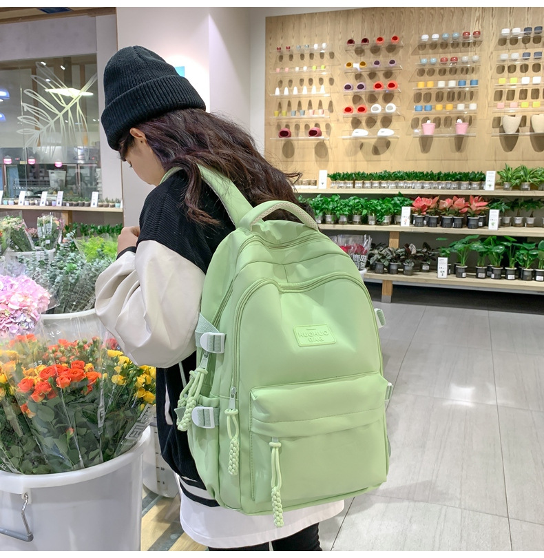 纯色休闲双肩包小学生女初高中书包简约时尚百搭大容量大学生背包详情17