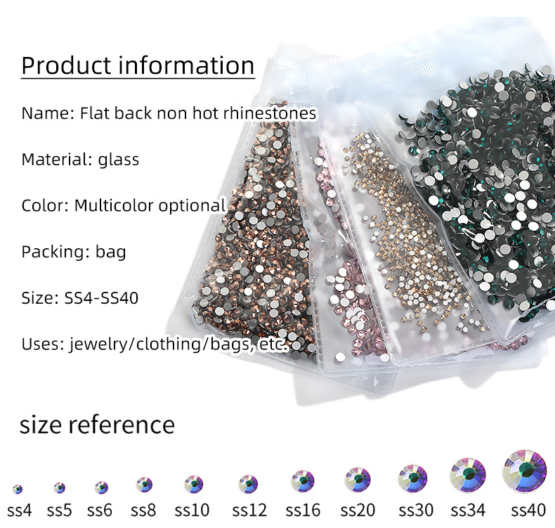 国贸A钻超闪玻璃钻手机壳贴钻服装饰品发饰diy饰品配件圆形平底钻详情9