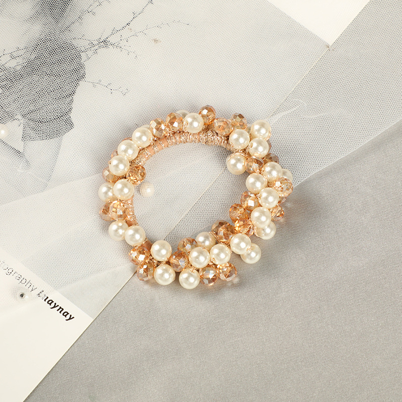 New pearl hair tie Korean style fashionable hair band, elastic crystal hair tie bracelet, forest-tied hair band in stock pic 6