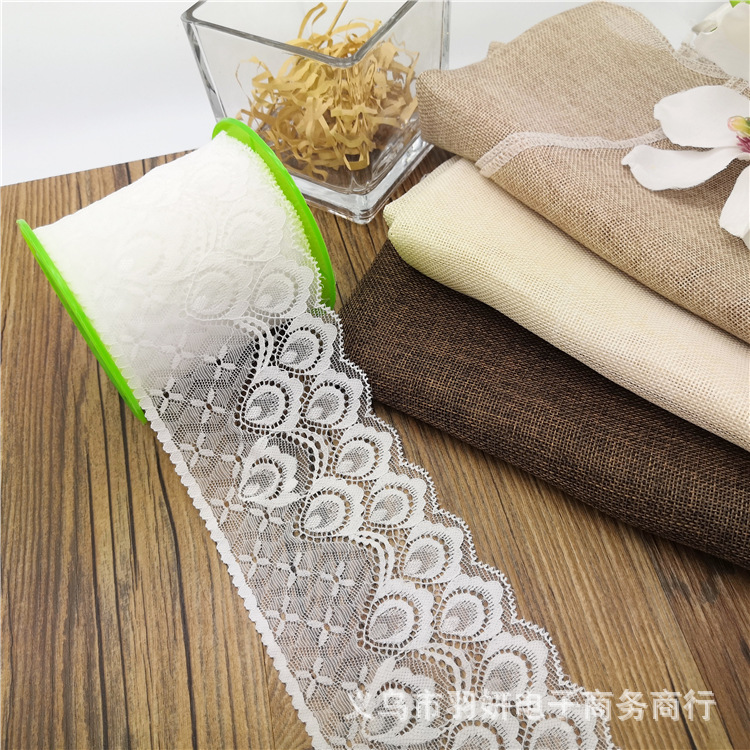 Elastic silk ribbon, lace trim, soft and skin-friendly, elastic elastic band, clothing accessory, ruffled edge, 9CM pic 12