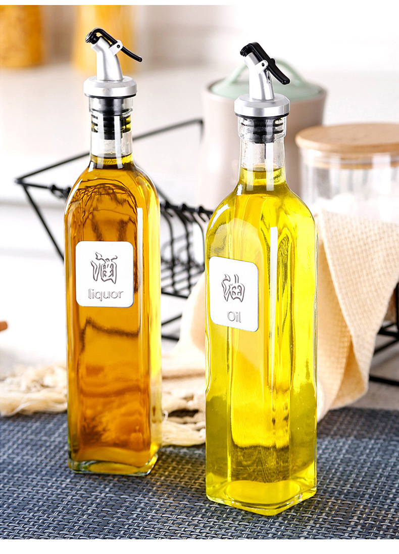 Household glass anti-hanging oil press square oil bottle, transparent oil pot, soy sauce and vinegar bottle, cooking wine anti-leakage seasoning bottle set pic 18