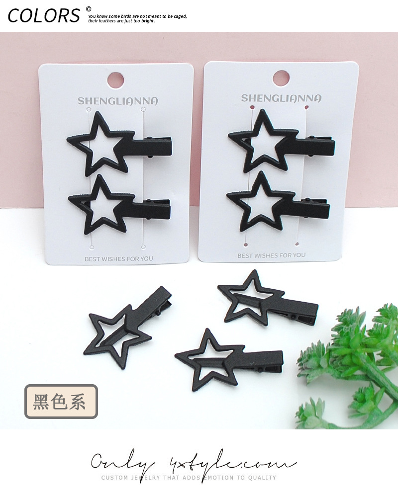 咖色系星星发夹女前额侧边刘海夹甜美少女发卡碎发夹鸭嘴夹子头饰详情3