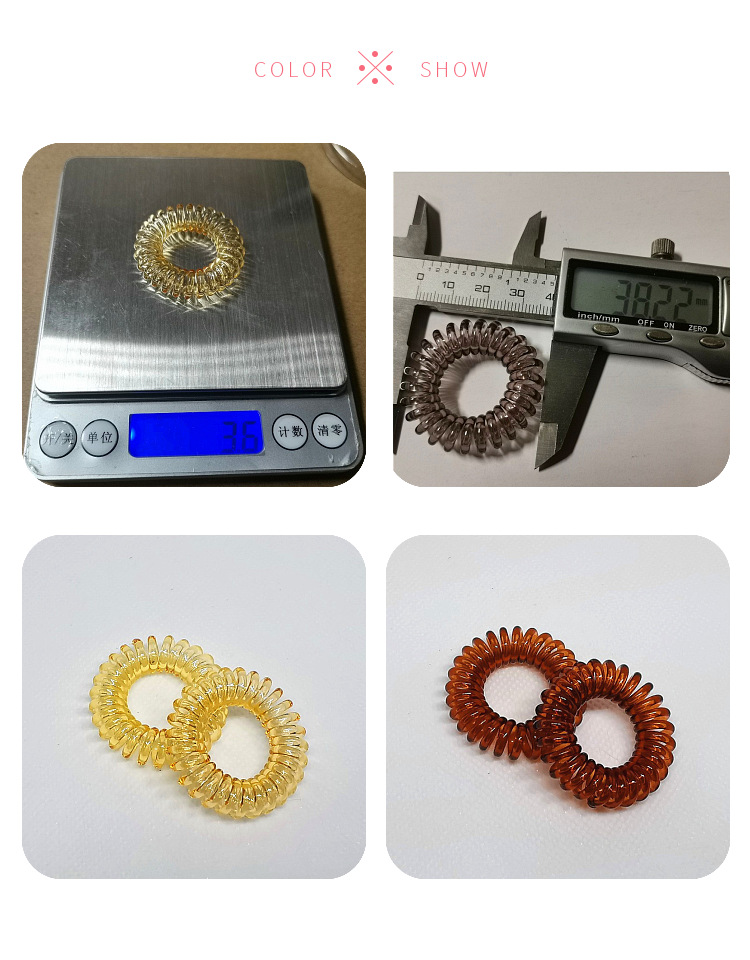 3.8透明电话线发圈头绳地摊饰品义乌手工饰品皮筋发饰发绳批发详情5