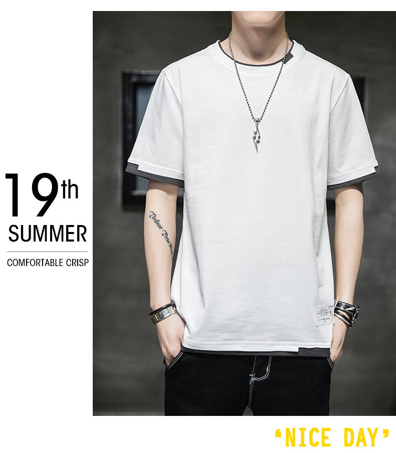 Short-sleeved T-shirt for men, Korean style, summer loose cotton T-shirt, cross-border new style, student bottom layer, half-sleeved shirt pic 18