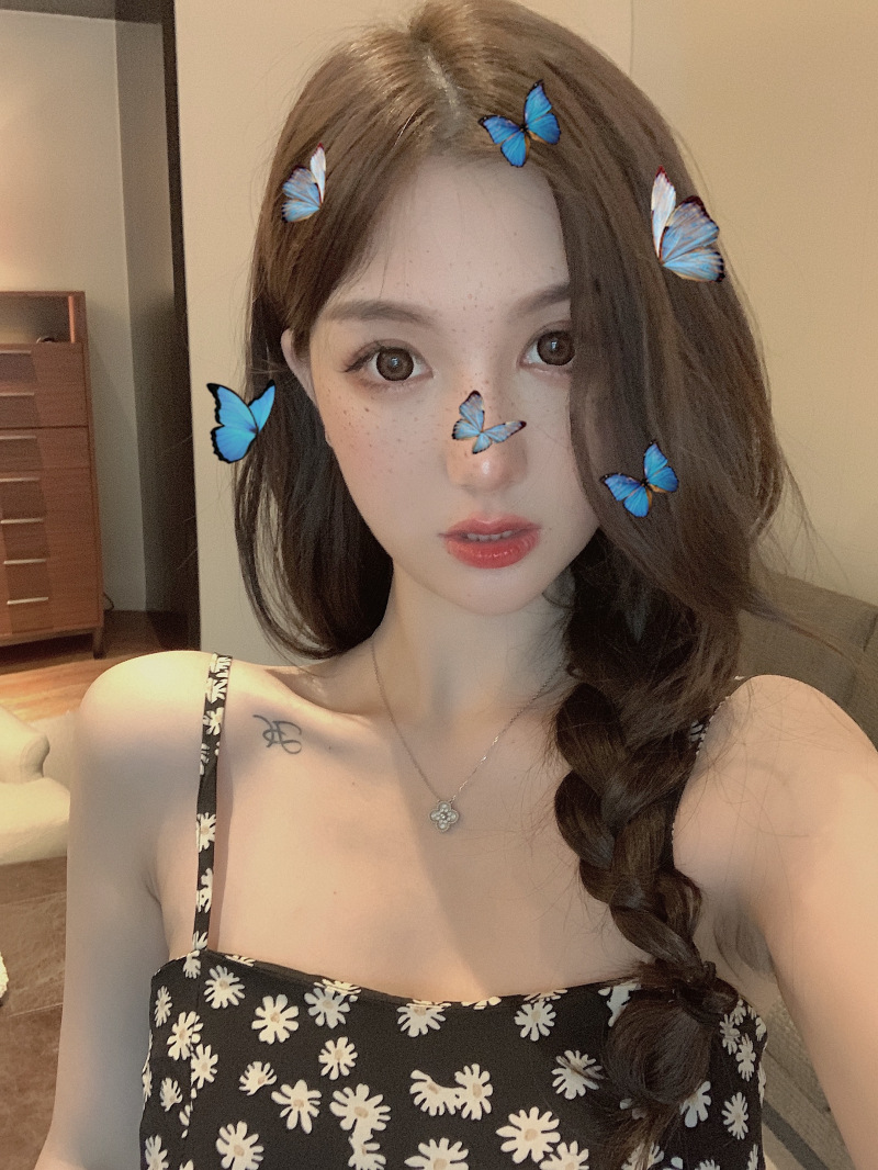 2020新款夏季小雏菊印花少女露肩雪纺吊带裙中长款系带显瘦连衣裙详情12