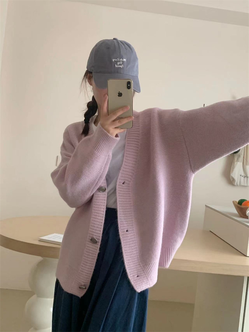 V领短款显瘦针织开衫女外搭2023秋季新款女装气质毛衣外套上衣女详情24