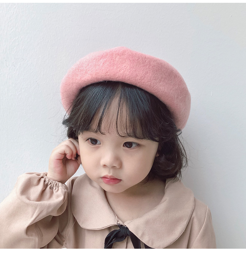 Korea otoño invierno boina niño moda retro 90% cachemira princesa calabaza sombrero niña pintor sombrero de copa pic 12