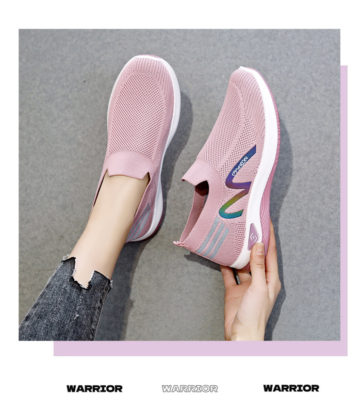 2023新款飞织一脚蹬袜子口休闲女鞋按摩底透气妈妈鞋健步运动鞋详情24