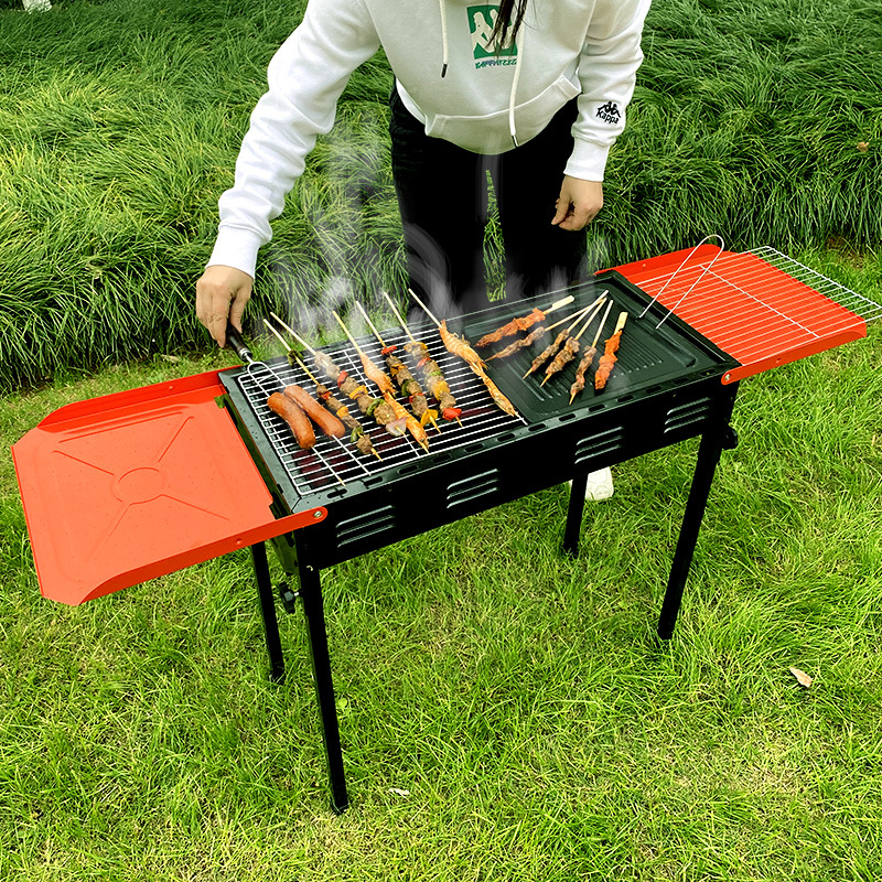 Factory direct sales BBQ folding thickened material barbecue grill, outdoor barbecue portable camping charcoal, courtyard carbon grill pic 2