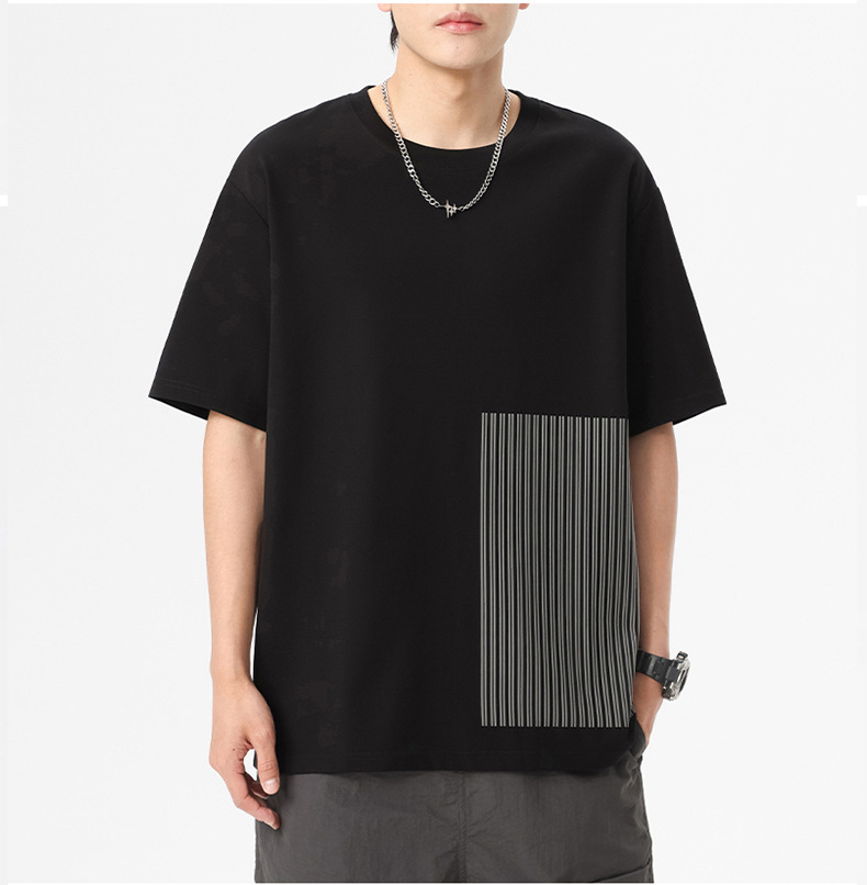 短袖T恤男夏季新款冰感宽松舒适半袖打底衫日系简约条纹休闲体恤详情17