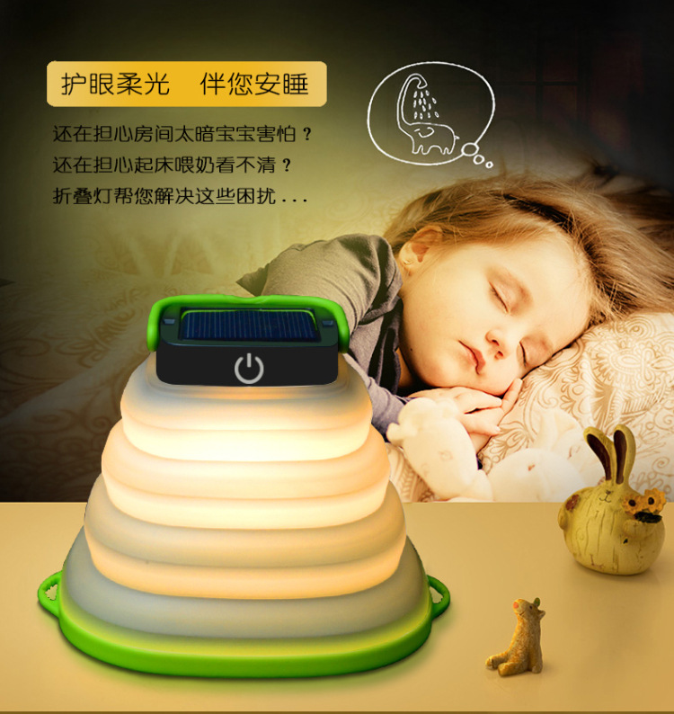Outdoor portable USB charging foldable LED camping lamp, solar camping lamp, retractable hanging silicone tent lamp pic 19