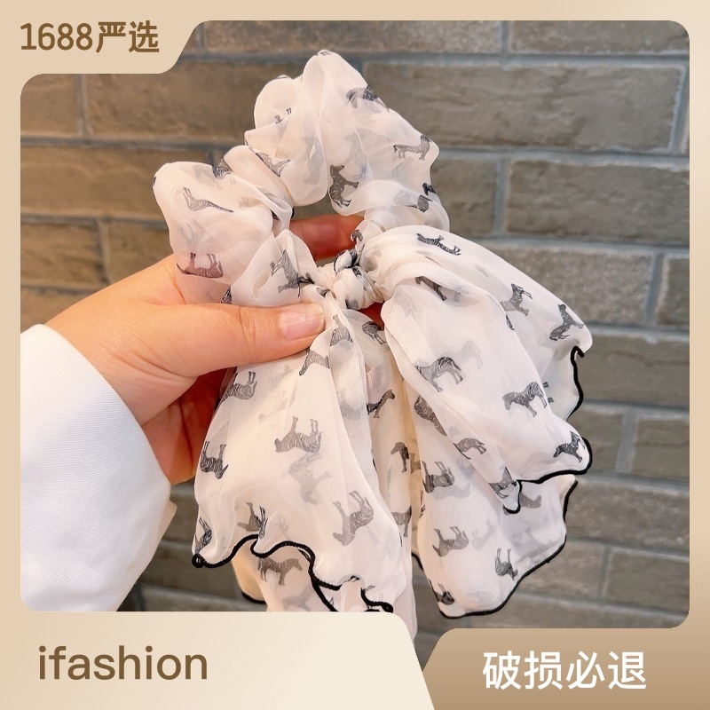 韩国进口欧根纱复古波点大肠发圈气质仙女头扎皮筋大号肠圈头饰女详情2