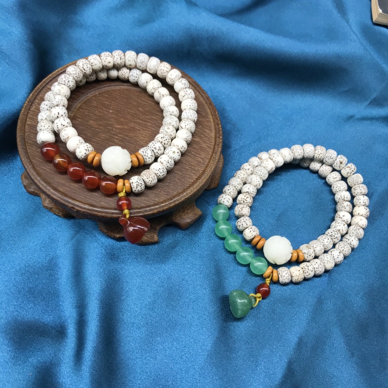 Mini Star and moon Bodhi seed bracelet, Shoushan charcoal-burned cat artistic and retro double and single loop bracelet and jewelry wholesale pic 1