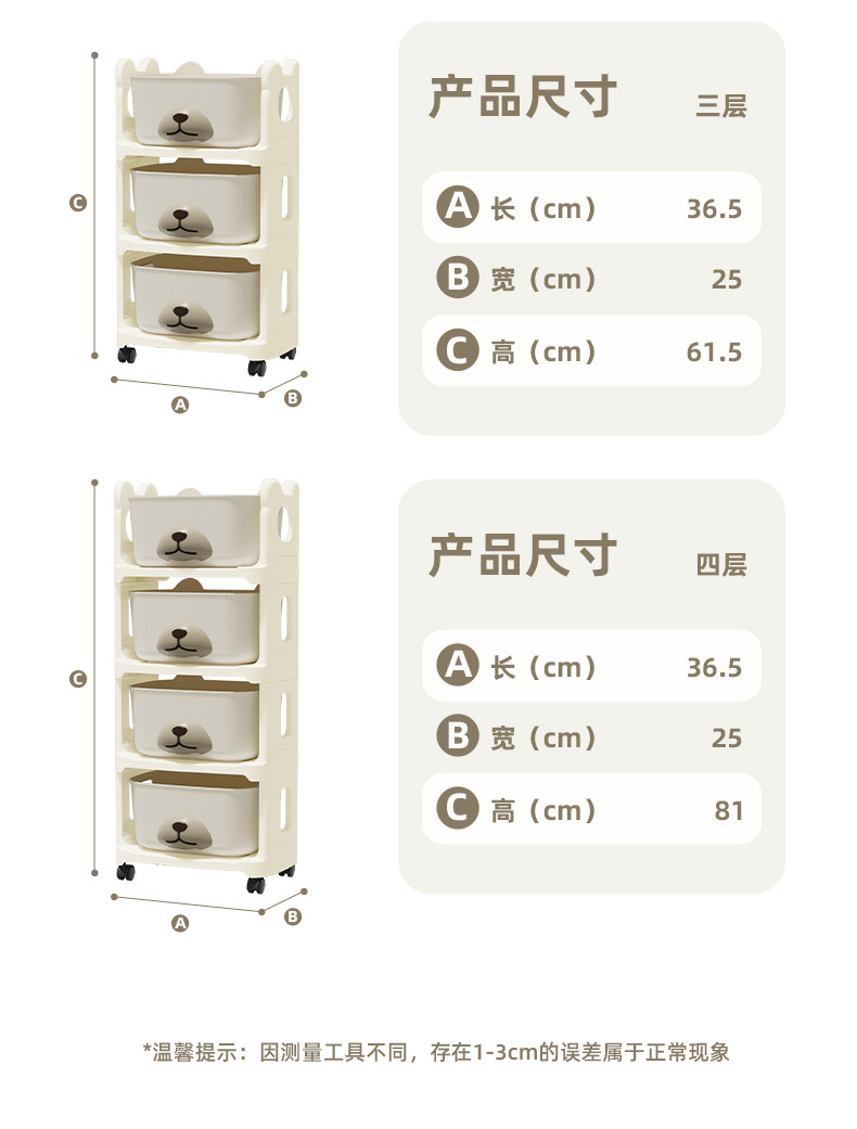可移动书架多层儿童收纳架阅读家用置物架小推车带轮落地简易书柜01012JX2363详情12