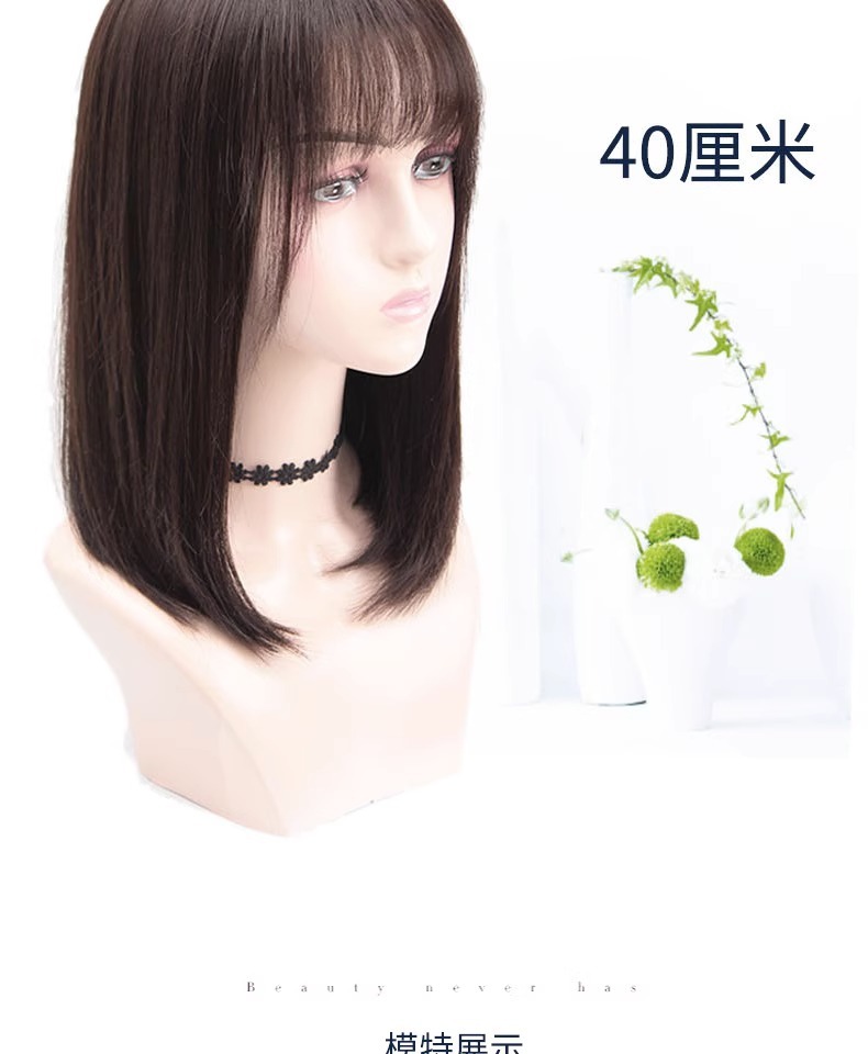 Wig for women, long straight hair, full head cover style, real hair strands, real hair, collarbone, full real, natural, round face, wavy, in stock pic 14