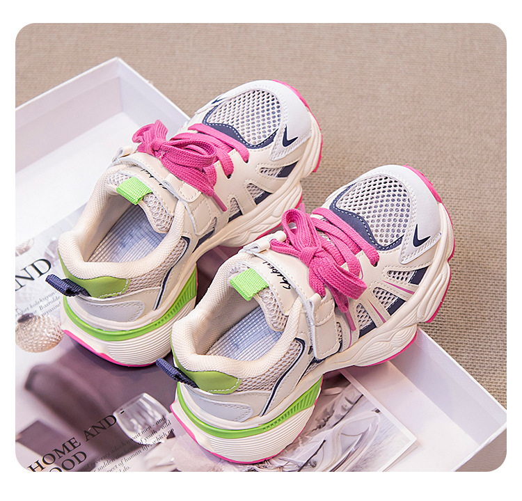 儿童运动鞋春秋2024新款女童老爹鞋大童鞋子男童春款网鞋网面透气详情22