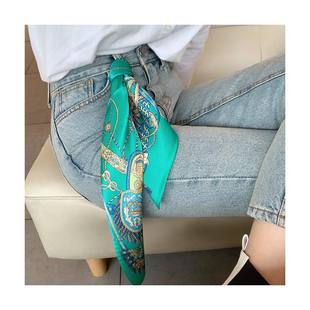 Wholesale silk scarves for overseas gifts and return gifts, cross-border silk autumn and winter decorative plain crepe satin 53cm floral neckerchiefs, small square scarves pic 7