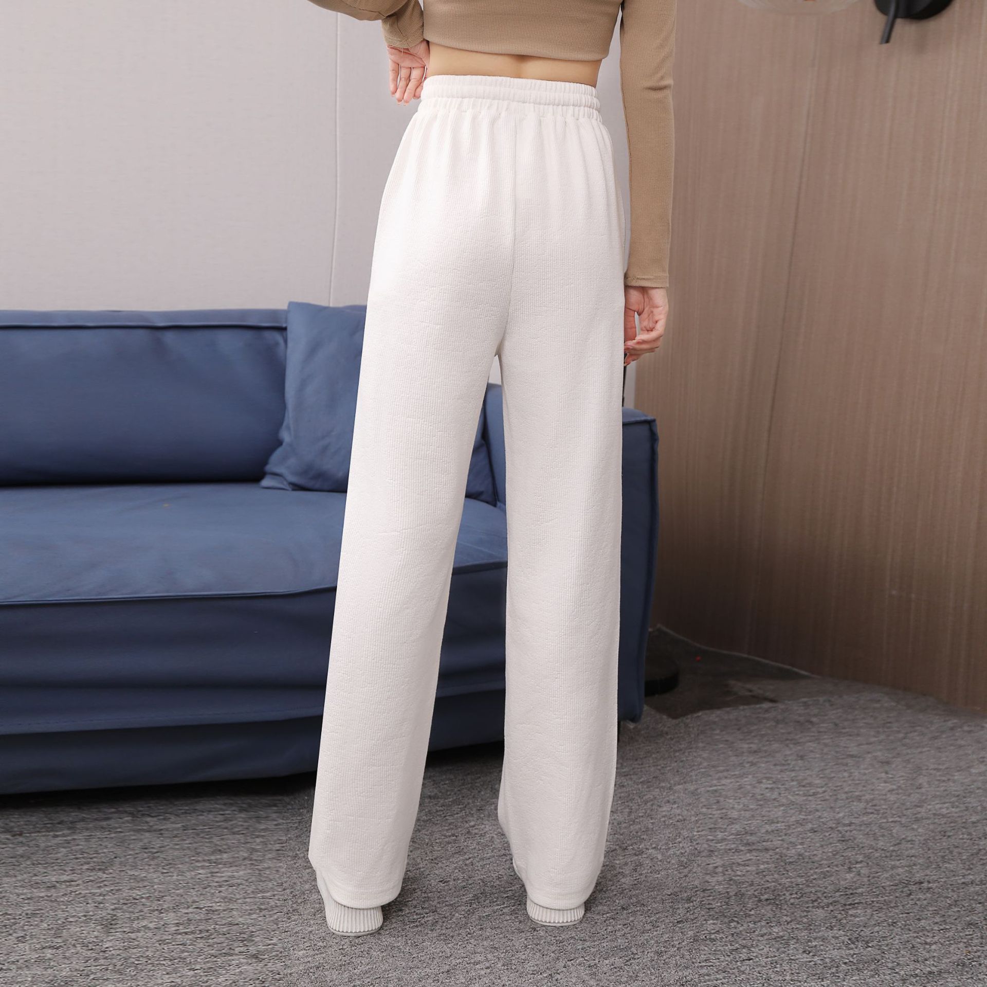 Early spring pure cotton fashionable casual set for women, loose, sporty and slimming straight-leg high-waisted wide-leg pants, zipper hooded jacket pic 33