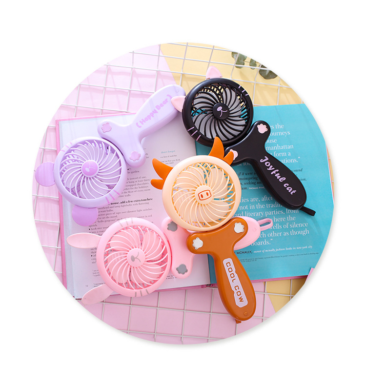 Creative cartoon usb fan, mini and cute, card-holding, folding and charging small electric fan, small household appliance pic 12