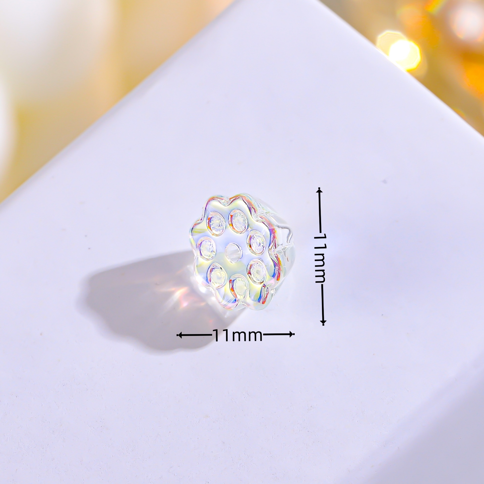 跨境镀底彩色花朵单孔串珠DIY饰品配件手链玻璃散珠耳环项链制料详情7