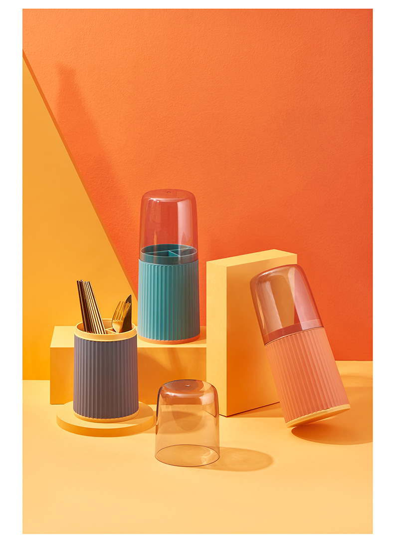 J25-6574 chopstick holder, household detachable knife, fork, spoon, tableware storage, plastic kitchen draining with dust cover 筷笼 pic 15