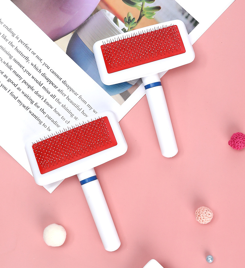 Pet supplies: White plastic-handled fine-needle combs, special dog combs, pet combs, cleaning supplies pic 8