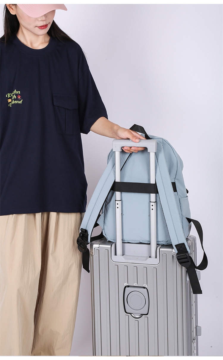 简约时尚潮流双肩包纯色字母休闲背包男女户外旅行大容量学生书包详情19