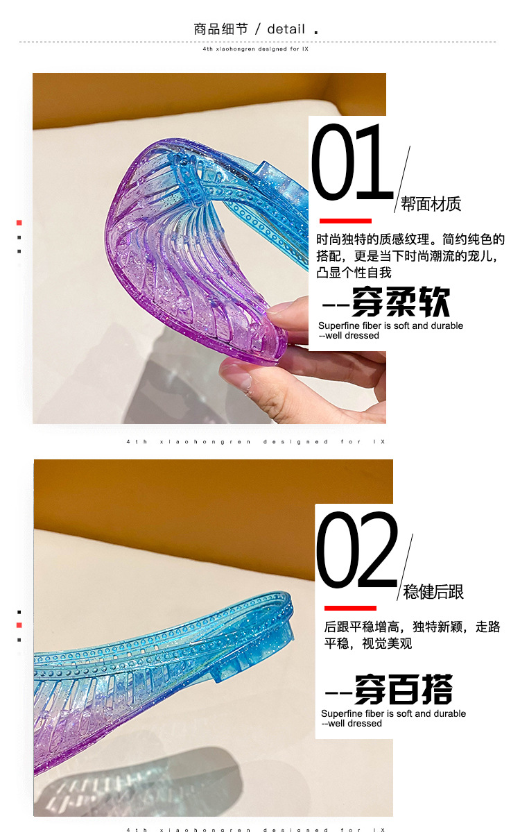 水晶拖鞋女透明洗澡防滑居家中老年妈妈凉拖鞋夏季外穿包头半拖鞋详情5