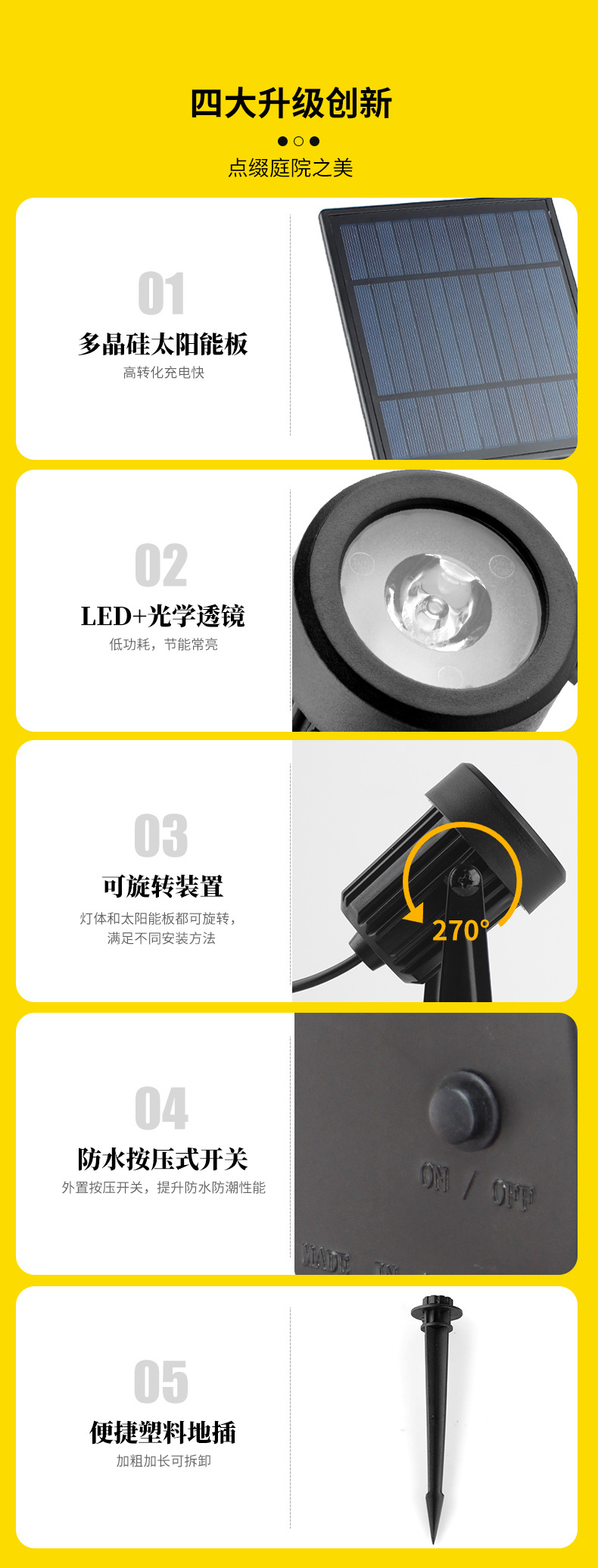 Cross-border new solar ground insert light, spotlight, outdoor ultra-bright waterproof lawn light, landscape garden and courtyard tree lighting light pic 17