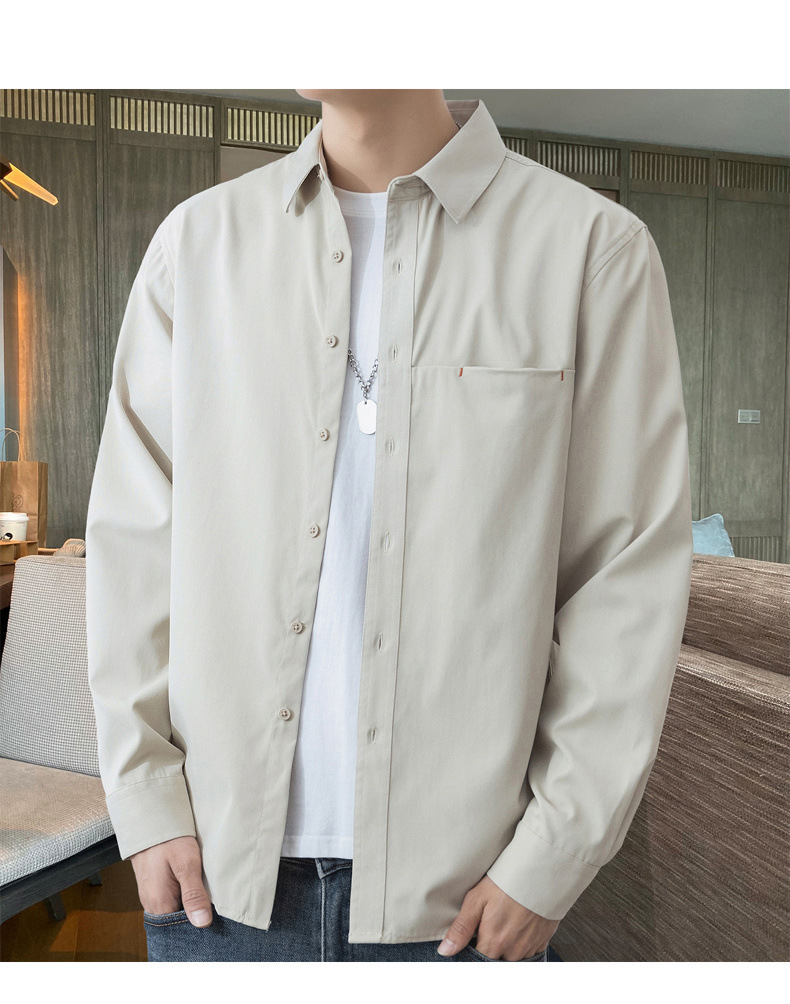 2024 primavera/otoño nuevo manga larga blusa blanca para hombres versión coreana blusa suelta abrigos moda masculina una generación de cabello pic 16