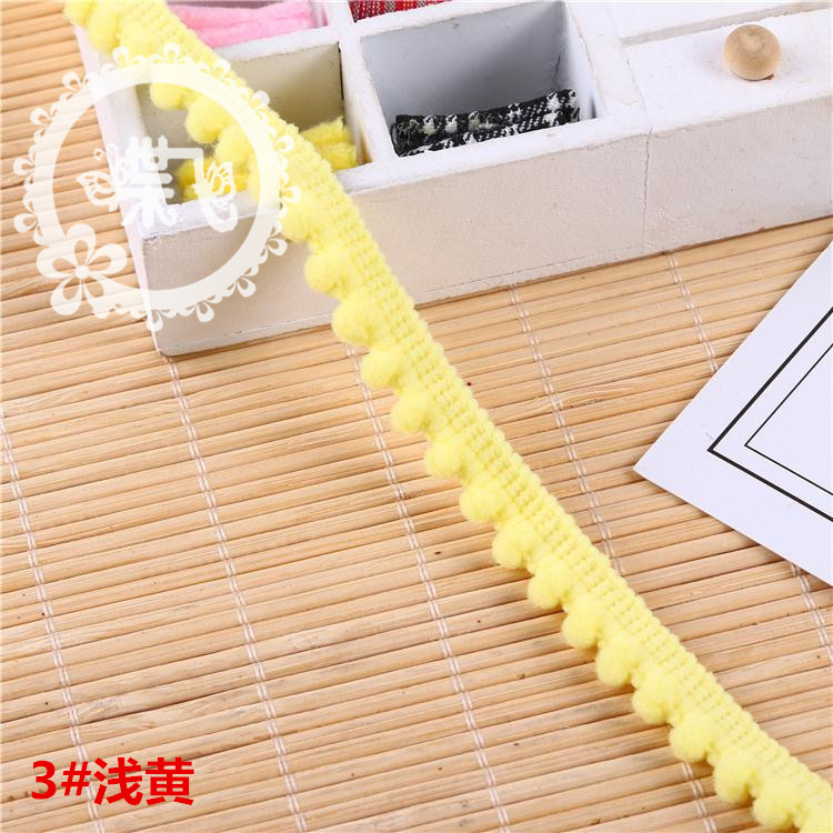 现货供应35色爆款密芽边毛毛虫织带DIY手工帽子服装辅料 毛球花边详情17
