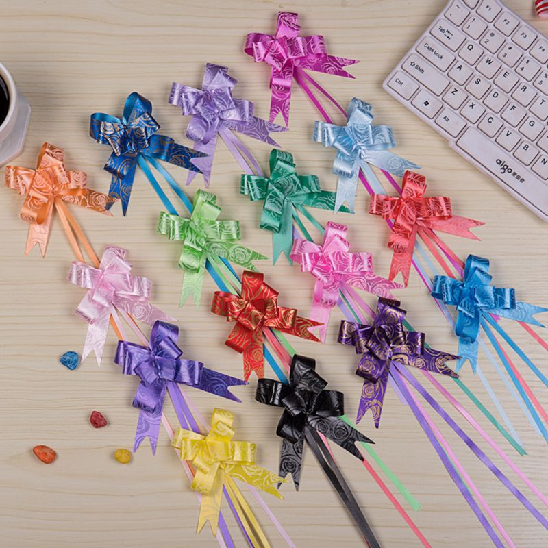 跨境18mm金葱手拉花单色磨砂水晶抽花蝴蝶结手拉花礼品包装包邮详情21