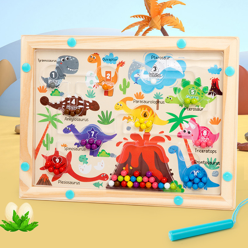 儿童益智木质制场景迷宫桌面玩具走珠专注力训练磁力运笔滚珠批发详情7