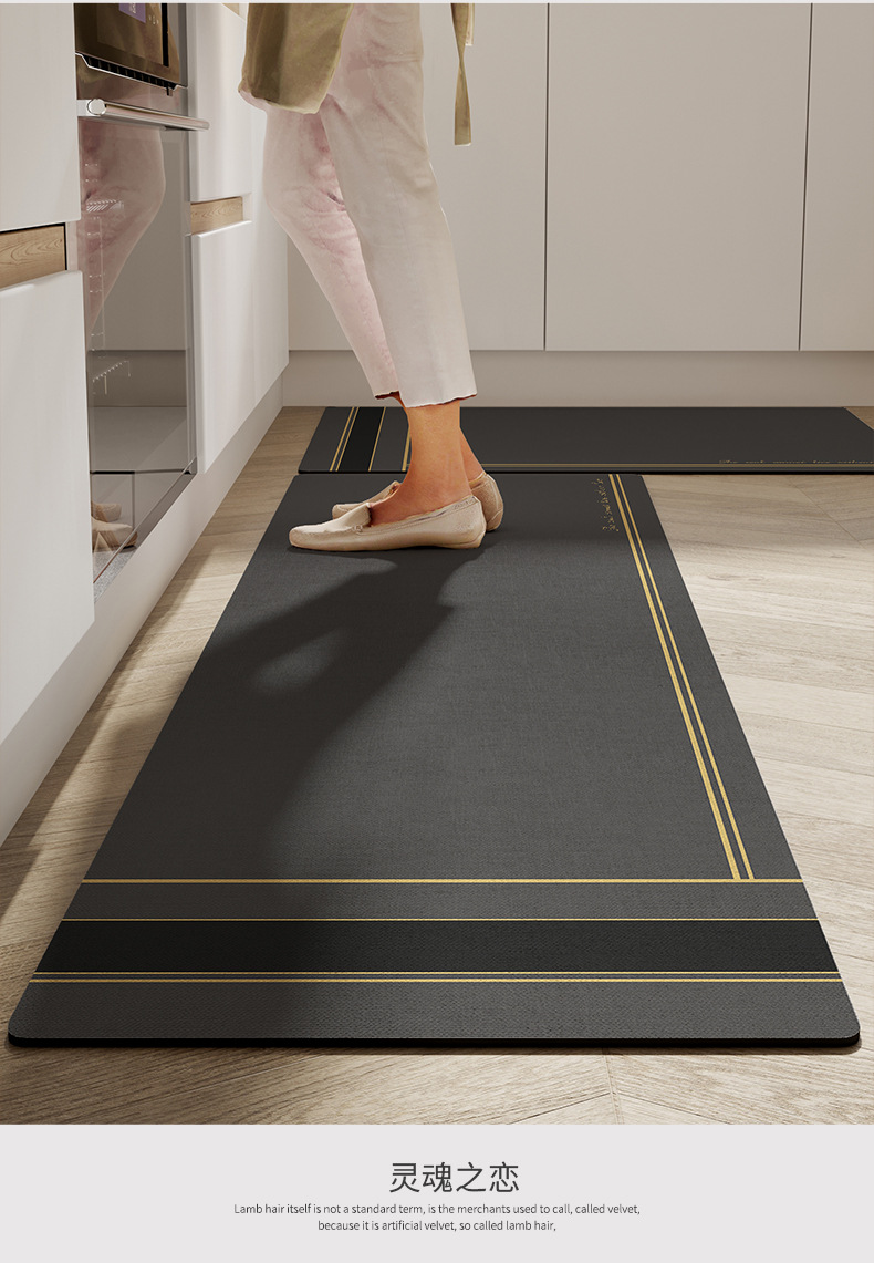 Alfombra para el hogar alfombra para el piso de cocina lama suave de diatomáceas absorbente de agua y aceite alfombra minimalista tira larga fregable antideslizante deslizante pic 6