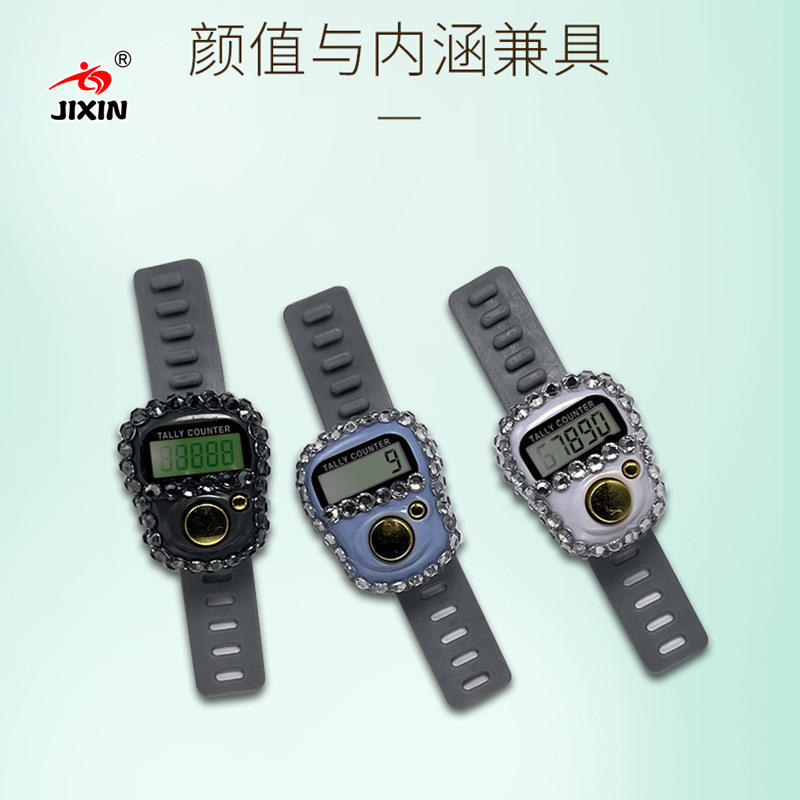 The diamond-encrusted ring counter is a push-button counting 1011 hand compass electronic counter. Press the counter pic 1