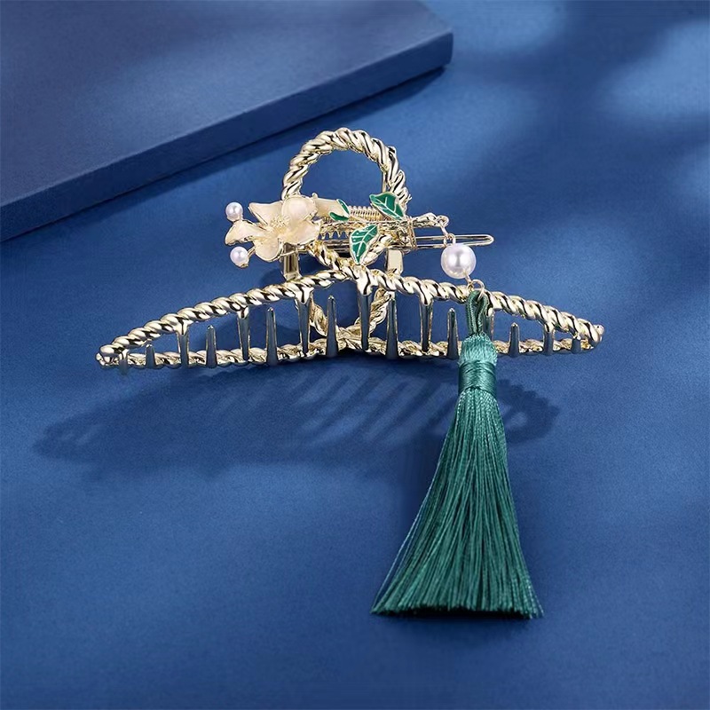 韩国新款珍珠蝴蝶盘发合金抓夹后脑勺大号鲨鱼发夹气质发夹头饰女详情10