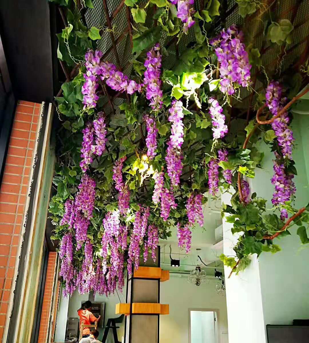 110CM simulated wisteria flower, simulated bean flower branch, bean flower strip, simulated wisteria hanging, simulated bean flower branch, wisteria strip pic 26