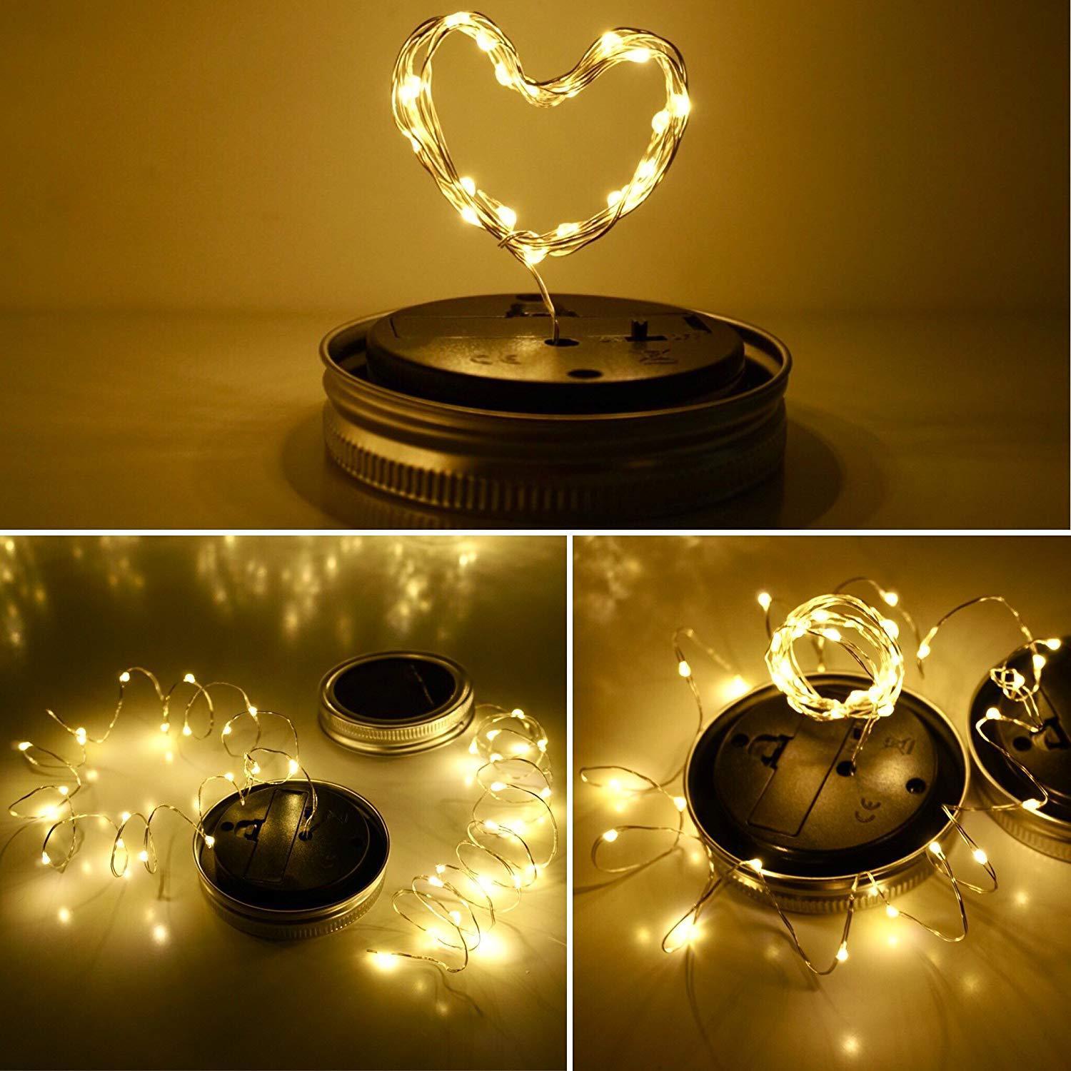 Solar Mason can light led copper wire string starry sky Fairy tale firefly solar Mason bottle cap pic 4