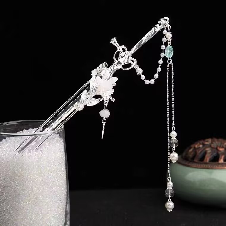 New ancient-style sword hairpin, Hanfu headwear, tassel hairpin, simple design, ancient-style updo, wholesale support one-piece consignment pic 3