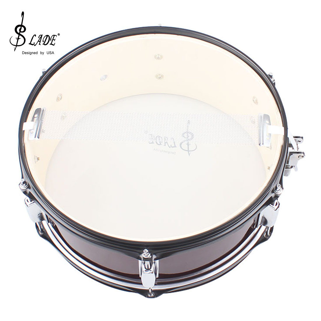 Wholesale LAde 14-inch snare drum, stainless steel squad drum, carrier, drumstick, marching drum, military band snare drum pic 17