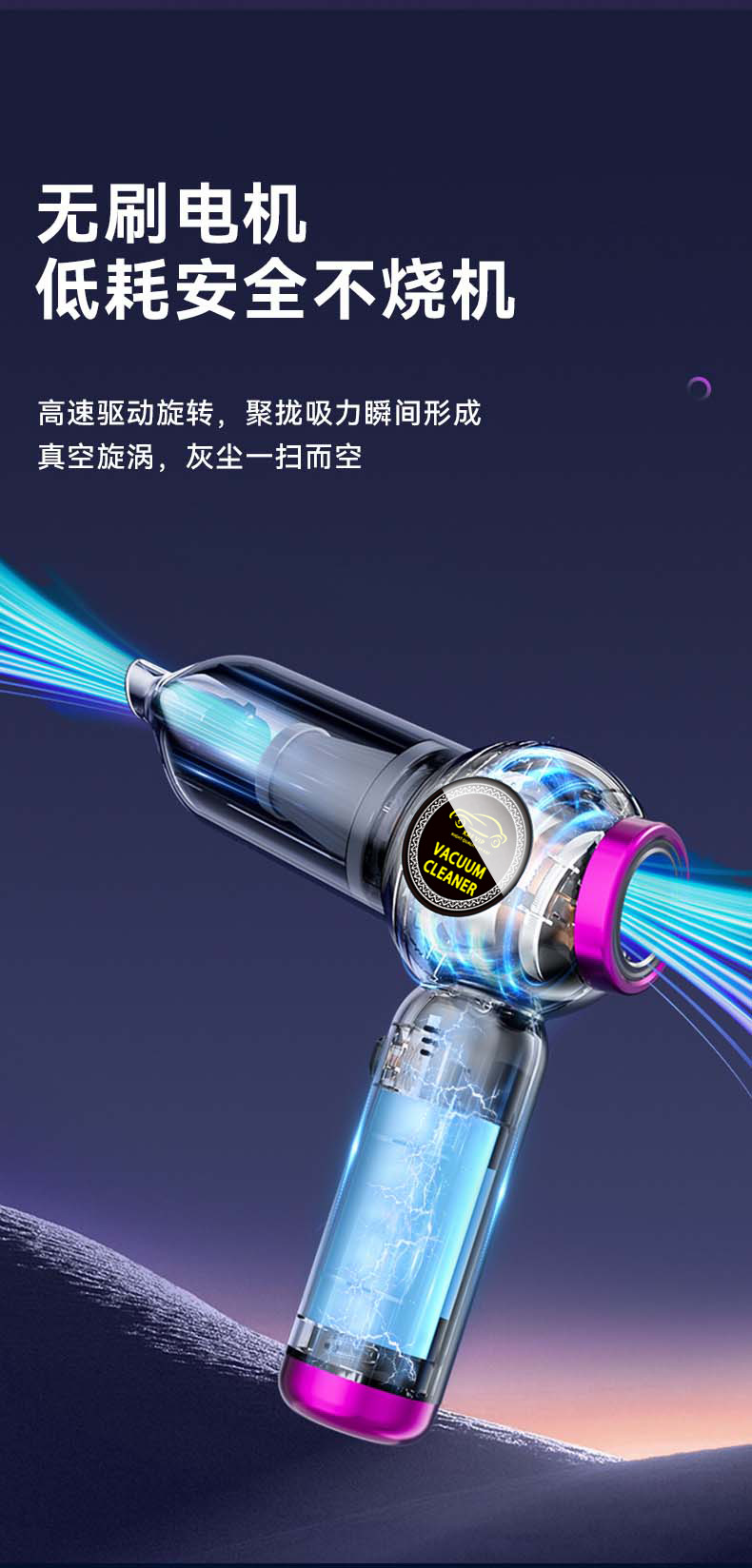 Brushless motor high-power car and household dual-purpose dry and wet vacuum cleaner, blowing dust, vacuuming, inflatable cross-border handheld car vacuum cleaner pic 6