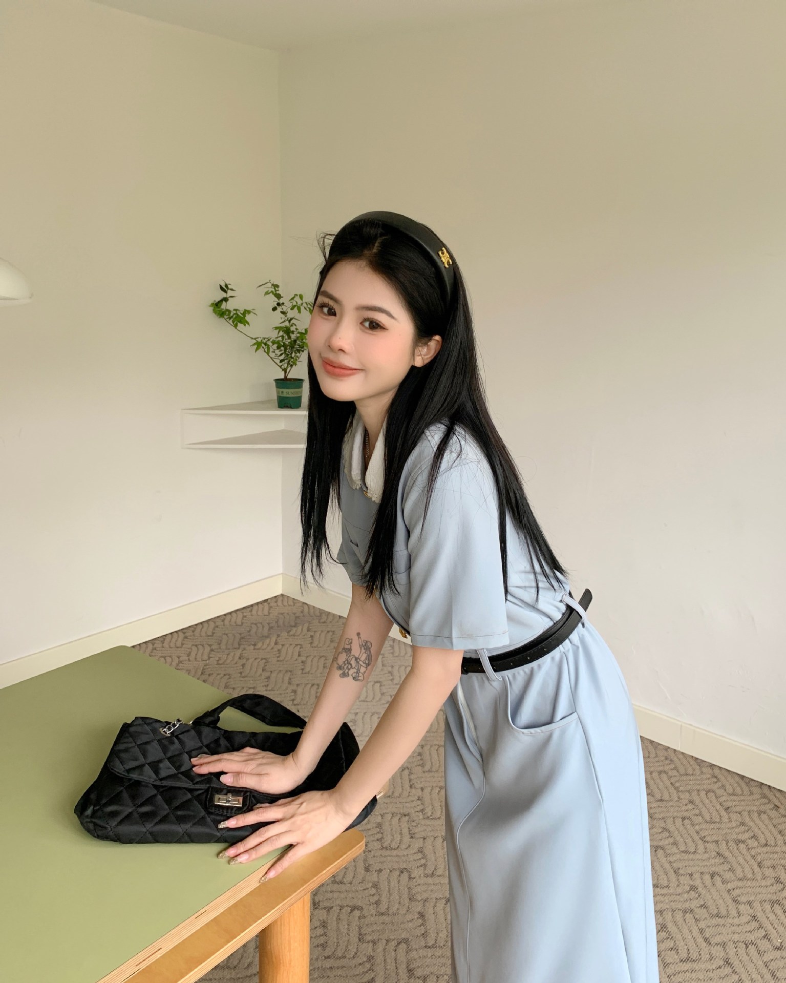 大码女装胖mm百搭娃娃领连衣裙2023夏季新款休闲收腰韩版高级裙子详情9
