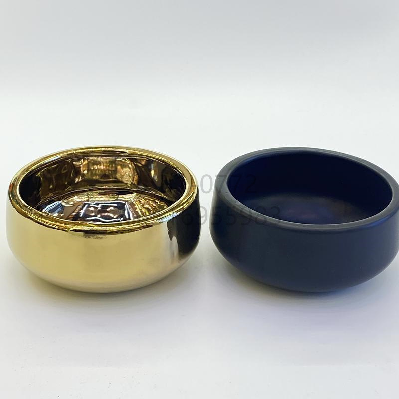 高档陶瓷花盆灌蜡盆电镀金色多肉小花盆室内简约几何插花花瓶摆件详情2