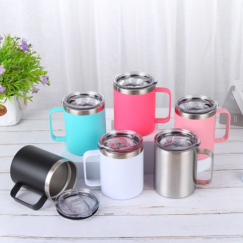 Simple 304 stainless steel insulated cup with handle, office water cup, fruit-colored straight car cup, customizable as a gift pic 2