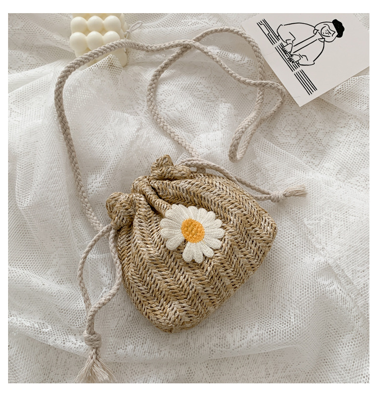 2021 new stylish drawstring bucket bag for women, Daisy woven bag, fashionable and compact mobile phone bag pic 21