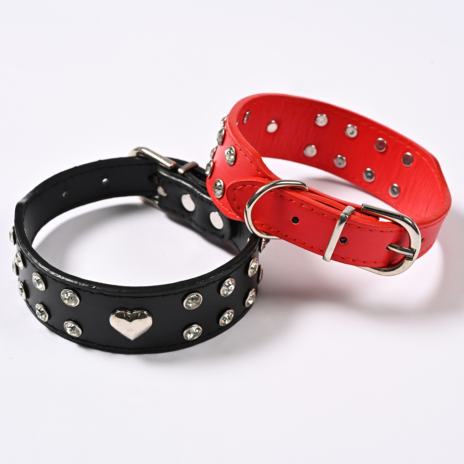 2022 New PU leather heart-shaped dog collar, pet neck collar, pet accessory, adjustable dog collar, factory wholesale pic 5