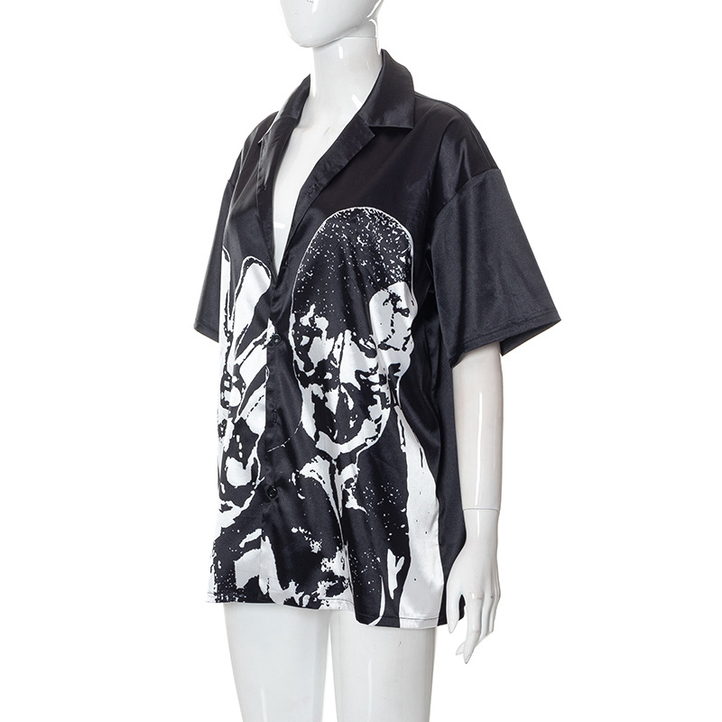 Europa Y22TP355 estampado de moda mujer de otoño los nuevos INS cuello POLO rebeca casaca T 桖 mujeres pic 25