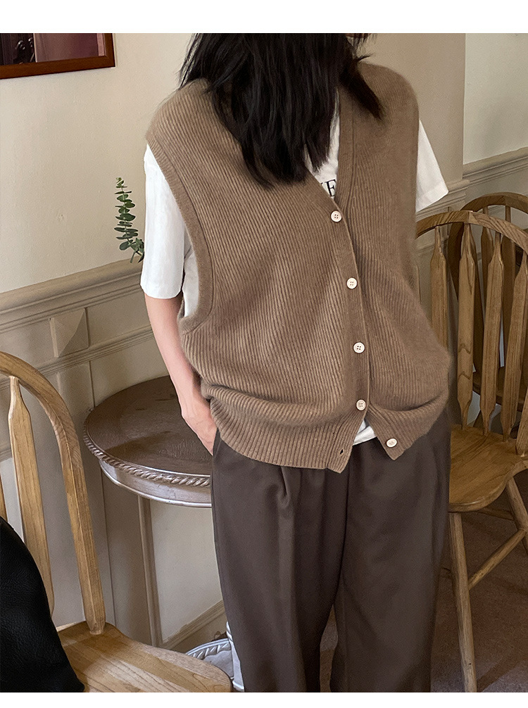 木兰时髦复古小马甲开衫女2023春季新款韩版简约针织上衣女 21507详情28