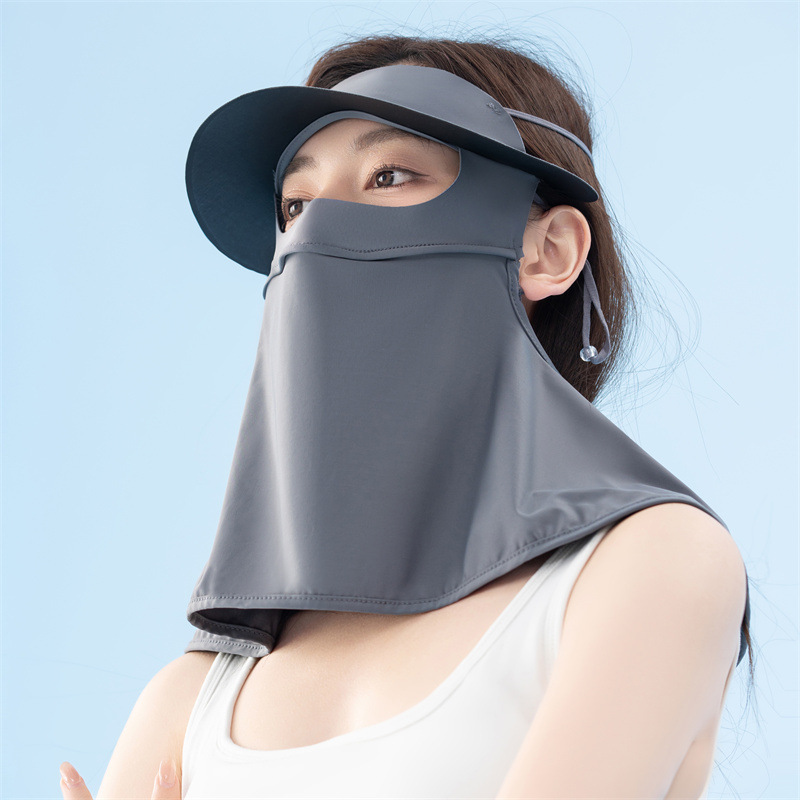 黑胶长款面罩全脸遮阳防晒口罩太阳帽子夏季骑行护颈冰丝面罩批发详情19